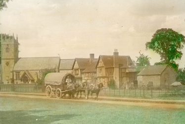 Clifford Chambers.  Church, rectory and wagon