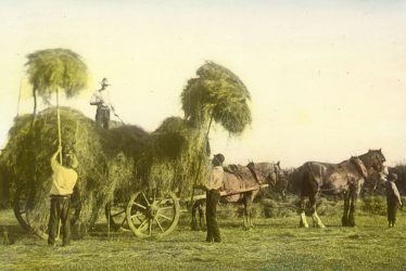 Clifford Chambers.  Loading a haycart at Lower Milcote