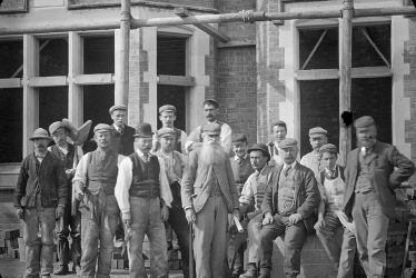 Clifford Chambers.  Building workers at Red Hill House