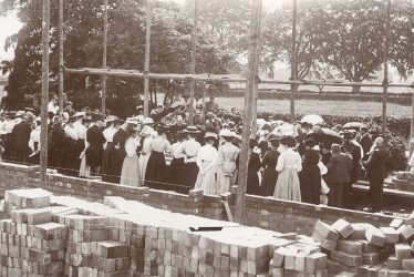 Dunnington.  Laying the school and hall foundation stone