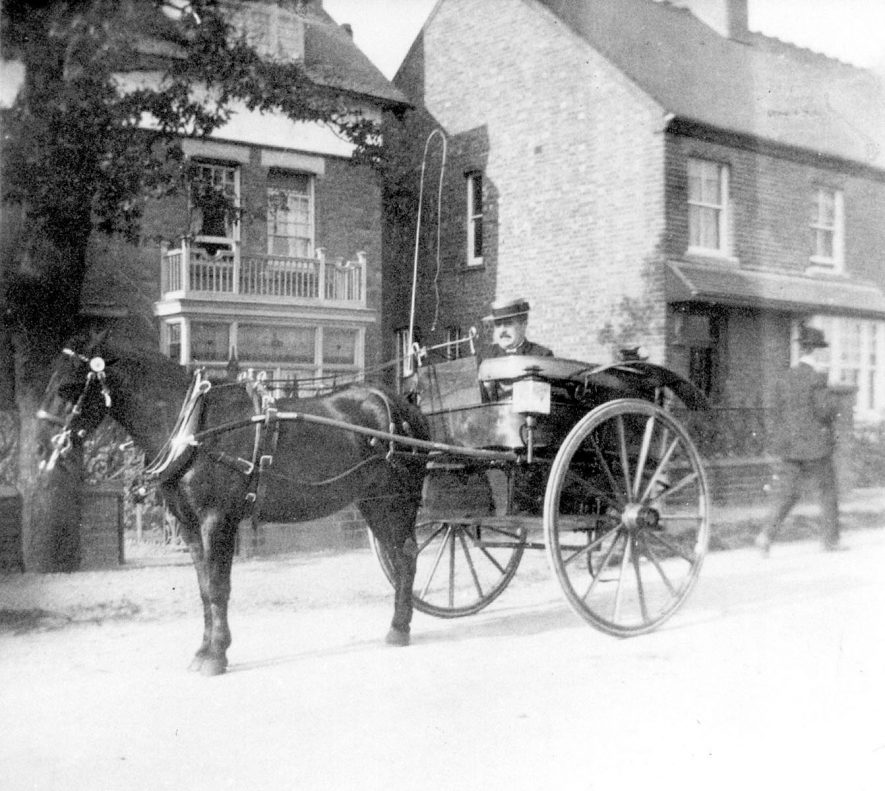 Pony and trap in Station Road, Polesworth.  1900s |  IMAGE LOCATION: (Warwickshire County Record Office)