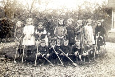Studley.  Council School gardening class