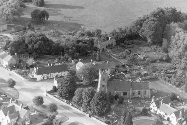 Clifford Chambers.  Aerial view of St Helen's church