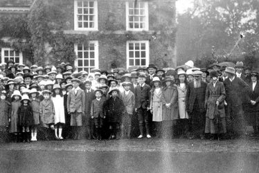 Clifford Chambers.  Gathering outside The Manor House
