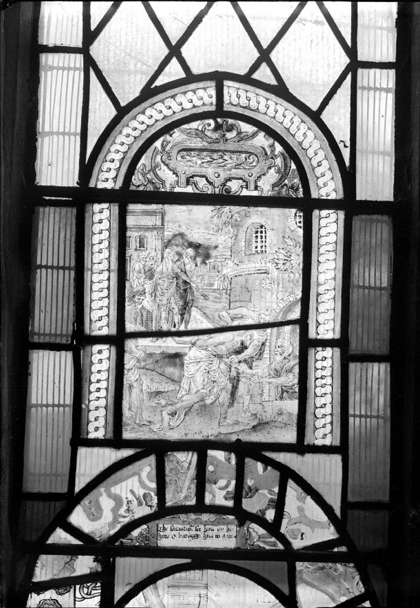 17th century Dutch glass in Radway church window.  1942 |  IMAGE LOCATION: (Warwickshire County Record Office)