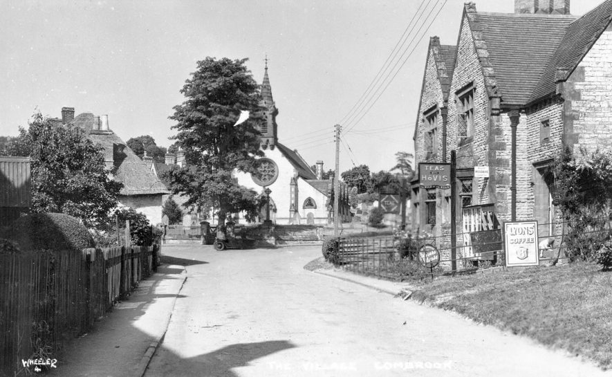 Part of village showing cottages, shop, cafe and chapel, Combrook.  1930s |  IMAGE LOCATION: (Warwickshire County Record Office)