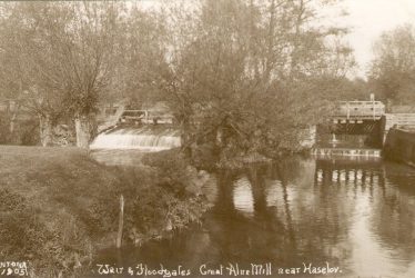 Great Alne.  Weir and floodgates at The Mill