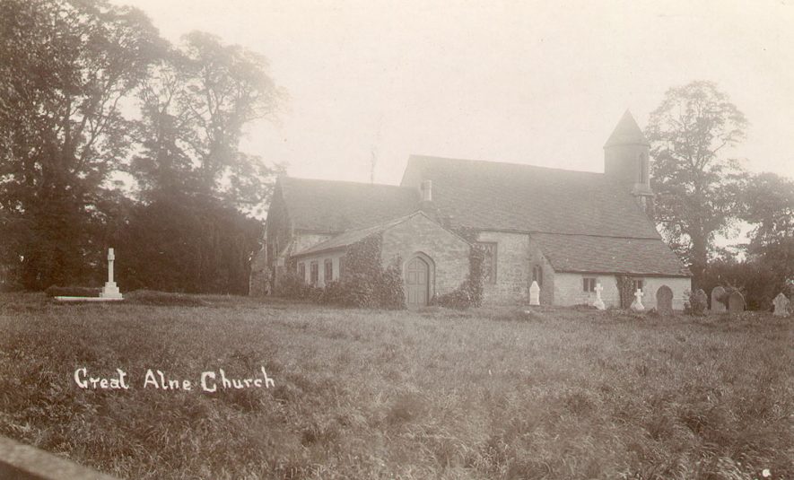 St Mary Magdalene church and churchyard, Great Alne  1900s |  IMAGE LOCATION: (Warwickshire County Record Office)