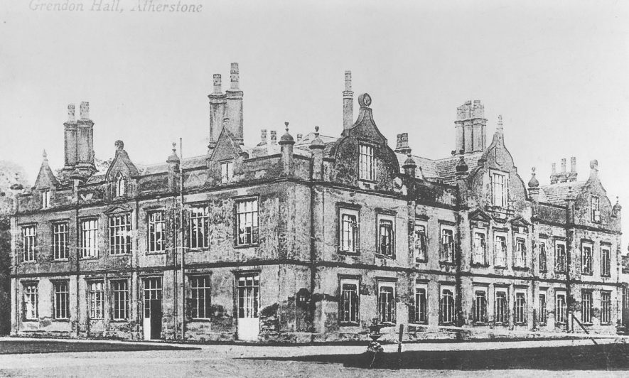 Grendon Hall exterior. The house was pulled down in 1933, but some of its outbuildings have now been converted into living accommodation.  1900s |  IMAGE LOCATION: (Warwickshire County Record Office)