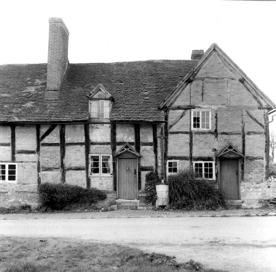 Half timbered cottages, Haselor.  1966 |  IMAGE LOCATION: (Warwickshire County Record Office)