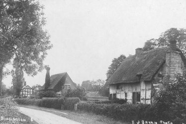 Dorsington.  Thatched, timber framed cottages
