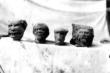 Kenilworth.  Carved heads from St Mary's Abbey