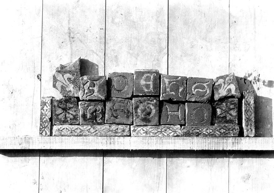 Floor tiles from St Mary's Abbey excavation, Kenilworth.  1920s |  IMAGE LOCATION: (Warwickshire County Record Office)