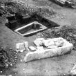 Kenilworth.  St Mary's Abbey, stone coffin