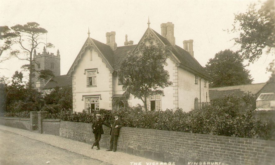 The vicarage and the tower of SS. Peter & Paul church, Kingsbury.  1900s |  IMAGE LOCATION: (Warwickshire County Record Office)
