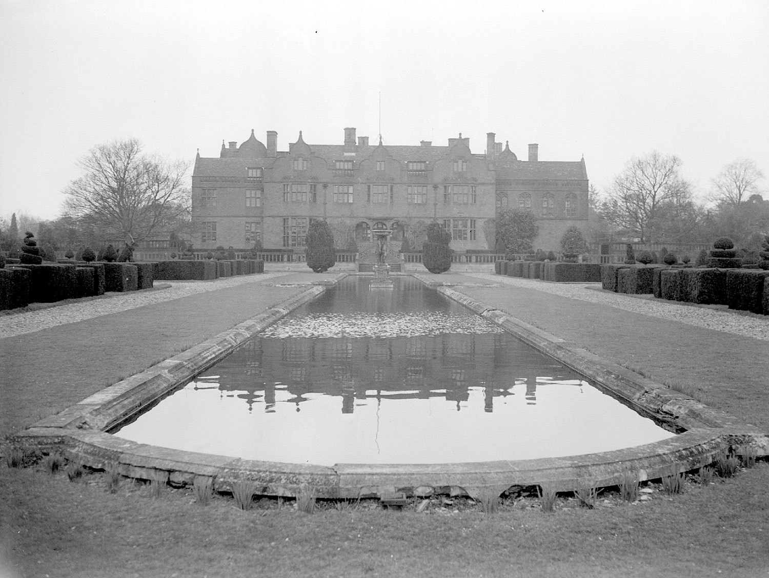 Moreton Paddox. Rear of house with ornamental lake Our Warwickshire
