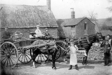 Cherington.  Baker Boys with horses and carts