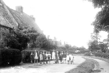 Napton on the Hill.  Cottages and children
