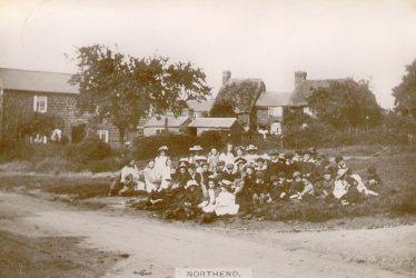 Northend.  Group of children on the green
