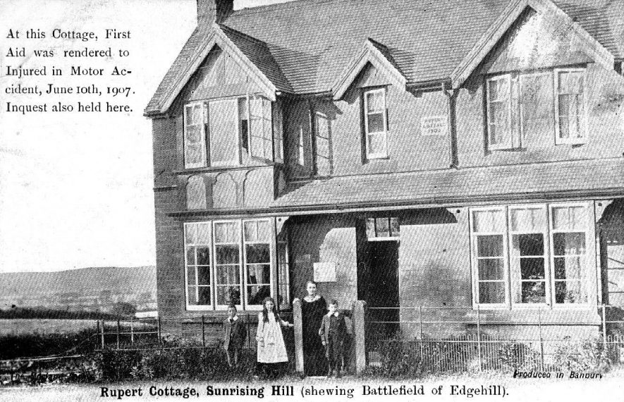 Rupert Cottage, Sunrising Hill, Edge Hill. Built in 1903, this was the house to where the injured were taken following the motor car accident in June 1907. 1900s |  IMAGE LOCATION: (Warwickshire County Record Office)