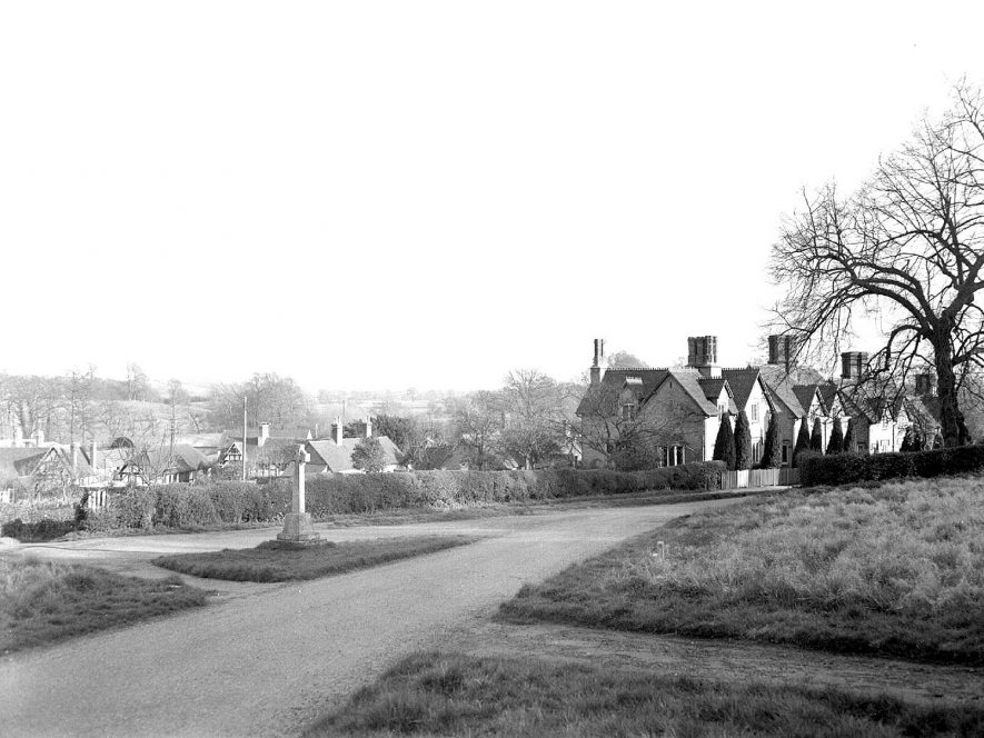 Village view with cottages and war memorial, Preston on Stour.  1961 |  IMAGE LOCATION: (Warwickshire County Record Office)