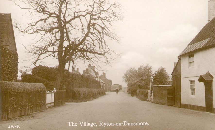 View of Church Road with The Malt Shovel Pub centre left, Ryton on Dunsmore.  1910 | IMAGE LOCATION: (Warwickshire County Record Office)