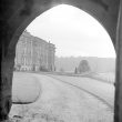 Stoneleigh.  Abbey viewed through an archway