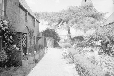 Shotteswell.  Cottages and church spire