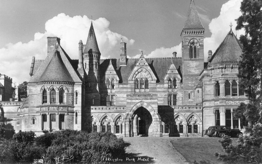 The front facade of Ettington Park Hotel.  1950s |  IMAGE LOCATION: (Warwickshire County Record Office)