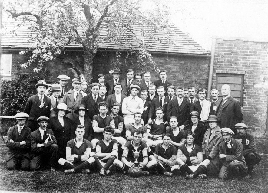 Fillongley Football team. Captain, John Ernest Gazey.  1921-22 |  IMAGE LOCATION: (Warwickshire County Record Office) PEOPLE IN PHOTO: Gazey, John Ernest, Gazey as a surname