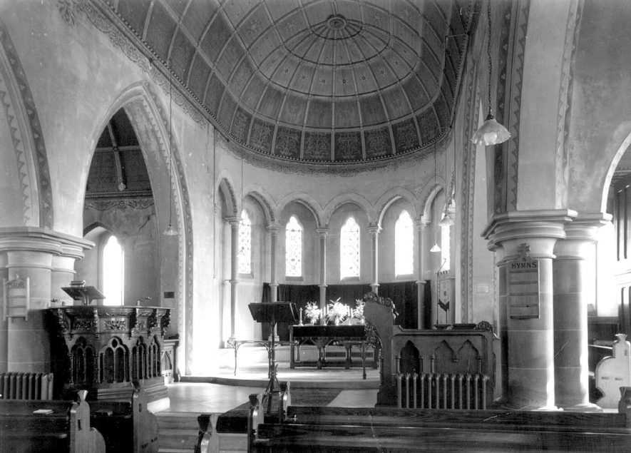 Interior of New Church, Ullenhall.  1920s |  IMAGE LOCATION: (Warwickshire County Record Office)