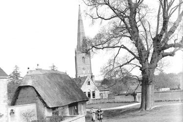 Tredington.  Parish Church and thatched building
