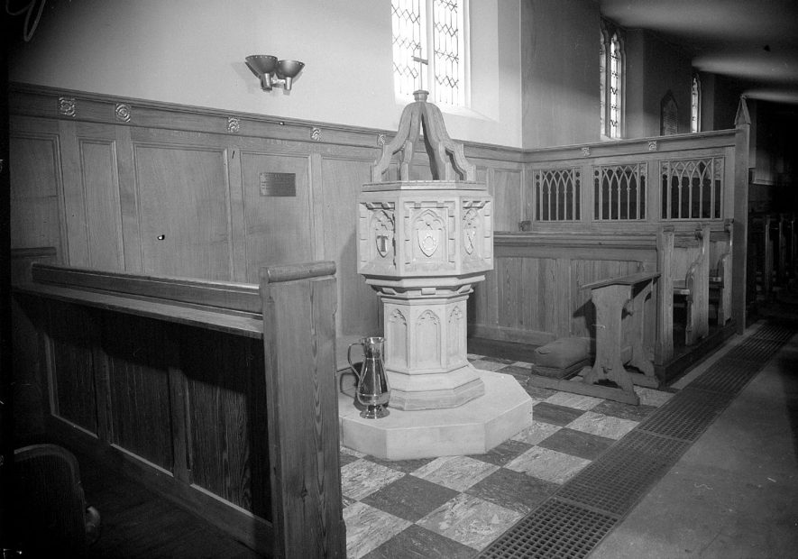 Leamington Spa. St Mary's church baptistry |  IMAGE LOCATION: (Warwickshire County Record Office)