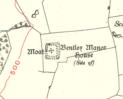 A Medieval moat on the 1925 Ordnance Survey map at Bentley | Open