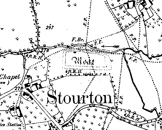 A moated site at Sutton under Brailes shown on the 6