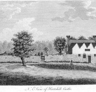 An engraving of an Post Medieval house at Hartshill Castle | Warwickshire County Council