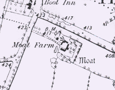 A Medieval moat on the 1886 Ordnance Survey map at Honiley | Open