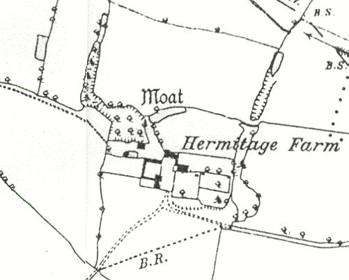 A Medieval moat on the 1887 Ordnance Survey map near Little Packington | Open