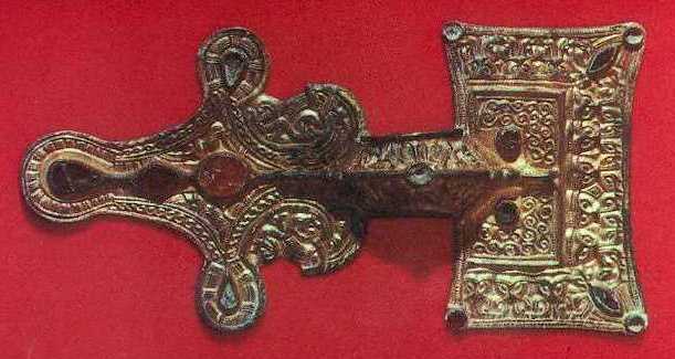An Anglo Saxon square-headed brooch found at a cemetery site at Alveston, Stratford | Warwickshire County Council
