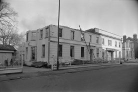 The demolition of the Priory in November 1975. | Warwickshire County Record Office reference PH(N)600/1975/7098