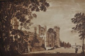 The East Front of Warwick Castle by Paul Sandby, aquatint on paper, c.1775. | Image courtesy of the Herbert Art Gallery & Museum, Coventry.