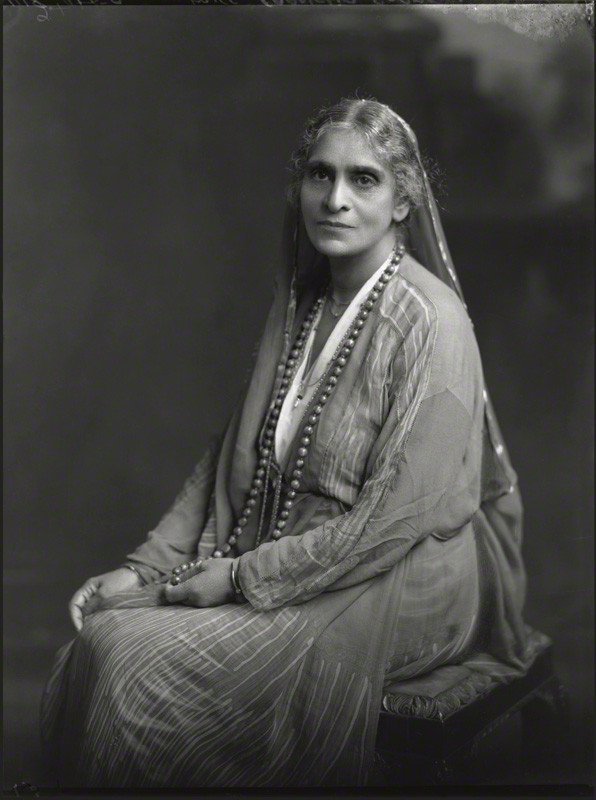 Cornelia Sorabji, by Lafayette (Lafayette Ltd), whole-plate film negative, 20 June 1930. A lady sits, looking into the camera. | Image from the National Portrait Gallery, London