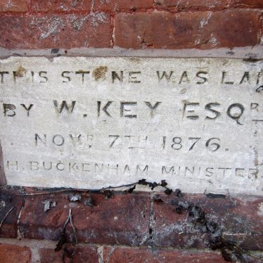 Foundation stone of Dunchurch former Primitive Methodist Chapel. 'This stone was laid by W.Key Esqre Novr. 7th 1876. H. Buckingham Minister' | Image courtesy of Anne Langley