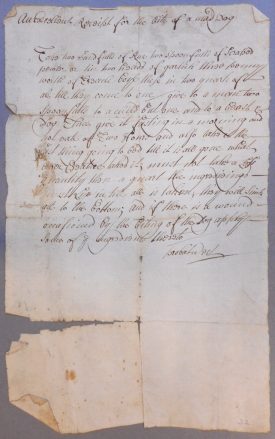 Receipt [recipe] for the bite of a mad dog, 18th century | Warwickshire County Record Office reference CR 2981/6/3/47