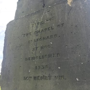 Obelisk on Site of Chapel of St Leonard on Hoo Hill near Polesworth, 2017. | Image courtesy of Kelly Ward