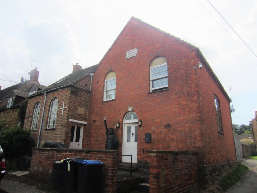 Wesleyan Chapel, Northend, 2017. A standard chapel is shown at the end of a street, two upstairs windows and a central doorway below. | Image courtesy of Anne Langley
