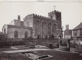The Guild Chapel from New Place Garden, c.1880. | Albumen print, Francis Bedford (1816-1894), co-founder of the Royal Photographic Society. Supplied by Lindsay MacDonald.