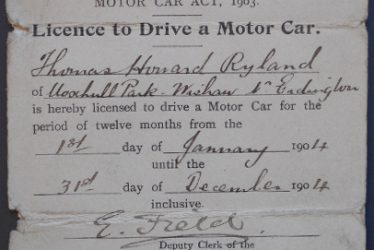 One of the First Driving Licences in Warwickshire