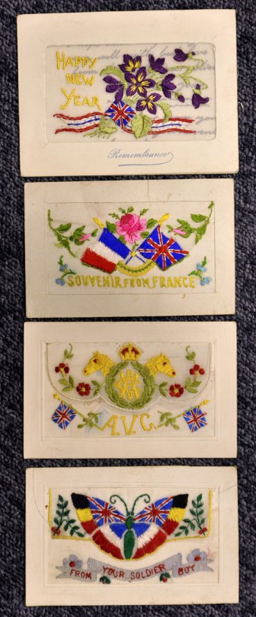 World War One Embroidered Postcards. | Warwickshire County Record Office reference CR4265