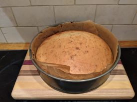 The recipe didn't say how long to bake the cake for so I took it out the oven when it looked golden on top. | Image courtesy of Rebecca Coles